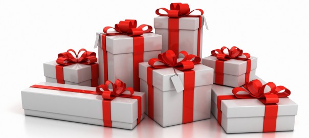 gift boxes over white background 3d illustration